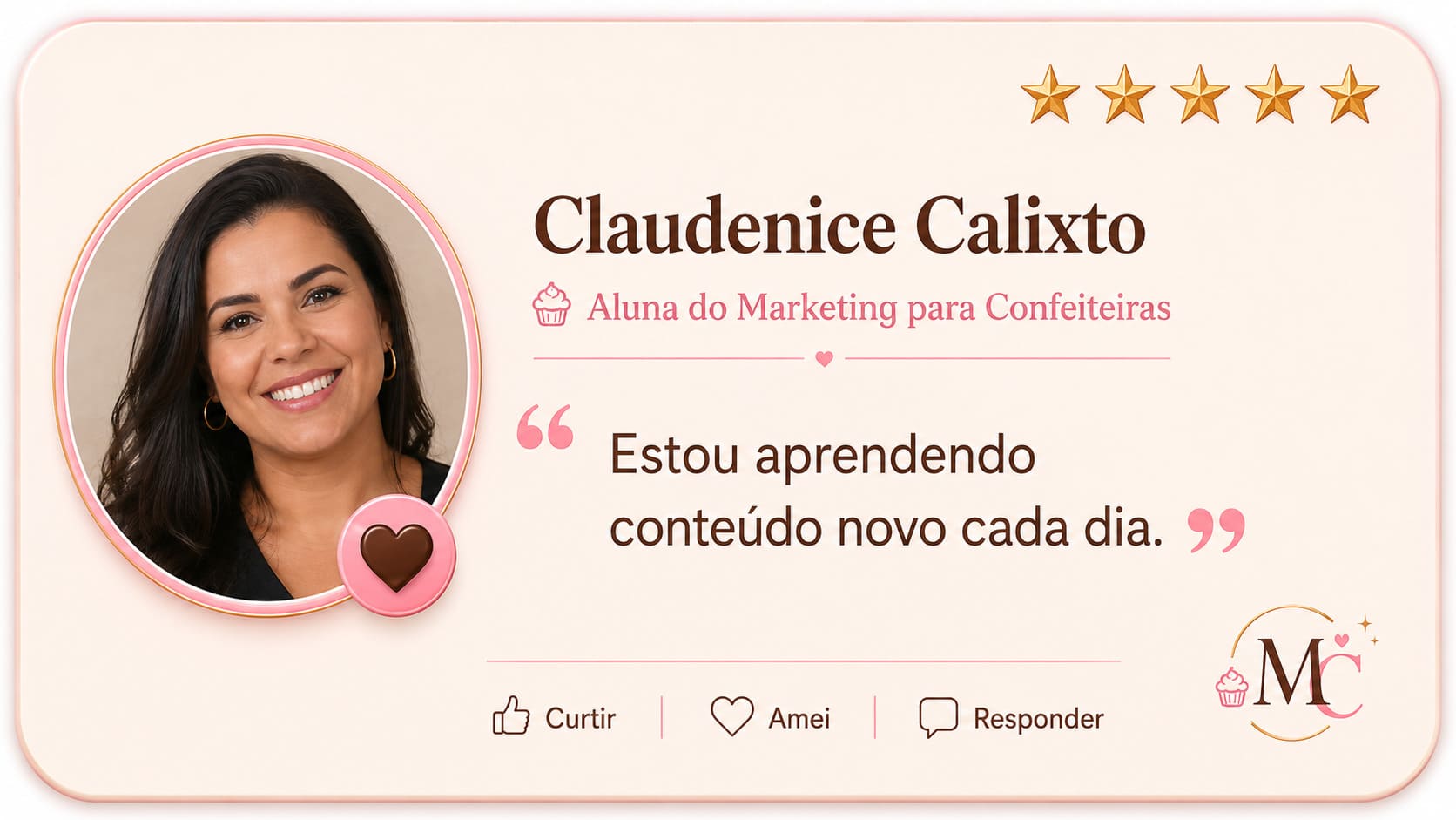 Comentário de aluna sobre as aulas da Marrara
